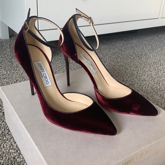 Jimmy Choo Shoes Jimmy Choo Burgundy Velvet Pump Poshmark